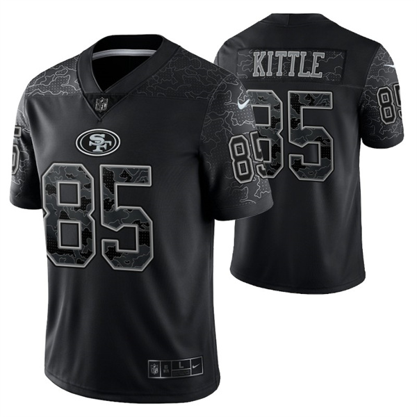 Men's San Francisco 49ers #85 George Kittle Black Reflective Limited Stitched Football Jersey